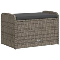 Opbergbankje met kussen 80x51x52 cm poly rattan grijs - thumbnail