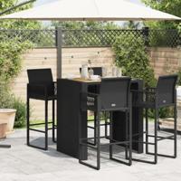 Tuintafel met acaciahouten blad 105x80x110 cm poly rattan zwart - thumbnail