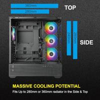 AZZA Tiara 501B Midi-tower PC-behuizing Zwart - thumbnail
