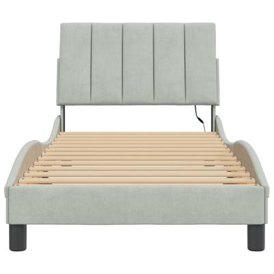 Bedframe met LED-verlichting fluweel lichtgrijs 120x200 cm