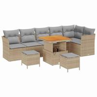 Tuinbankenset 9 pcs Beige poly rattan - thumbnail