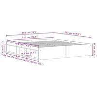 Bedframe zonder matras 150x200 cm bewerkt hout zwart eikenkleur - thumbnail