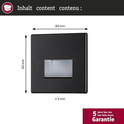 Paulmann 93094 Wand EBL Edge LED-wandinbouwlamp LED 1.40 W Zwart (mat)