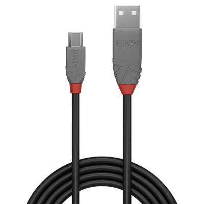 LINDY 36735 USB-kabel USB 2.0 USB-A stekker, USB-micro-B stekker 5.00 m Zwart, Grijs