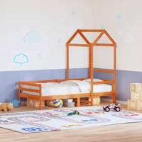 Kinderbedhuisje 108x70x176,5 cm massief grenenhout wasbruin - thumbnail