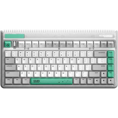 Iqunix OG80 Wormhole Wireless Mechanical Keyboard, gaming toetsenbord (Grijs/groen, US lay-out, Cherry MX Brown, RGB leds, 80% (TKL), Hot-swappable, PBT, 2.4GHz | Bluetooth 5.1 | USB-C)