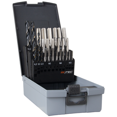 Rotec 7+7 dlg handtappen + boren / M3-M12, in ABS cassette - 900.2002K 900.2009C