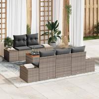 Tuinbankenset met kussen 6 pcs Grijs poly rattan - thumbnail