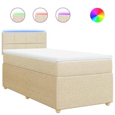 Boxspring met matras stof crèmekleurig 100x200 cm