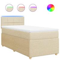 Boxspring met matras stof crèmekleurig 100x200 cm - thumbnail