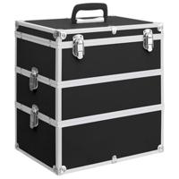 VidaXL Make-up koffer 37x24x40 cm aluminium zwart - thumbnail