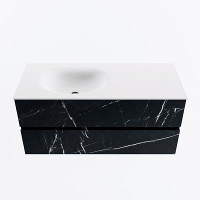 MONDIAZ VICA 110cm badmeubel onderkast Marquina 2 lades. Wastafel MOON links zonder kraangat, kleur Talc.