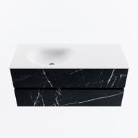 MONDIAZ VICA 110cm badmeubel onderkast Marquina 2 lades. Wastafel MOON links zonder kraangat, kleur Talc. - thumbnail