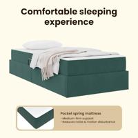 Opbergbed met matras met matras Donkergroen 90 x 190 cm Fluweel - thumbnail