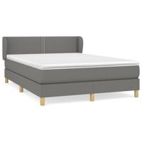 Boxspring met matras stof donkergrijs 140x200 cm - thumbnail