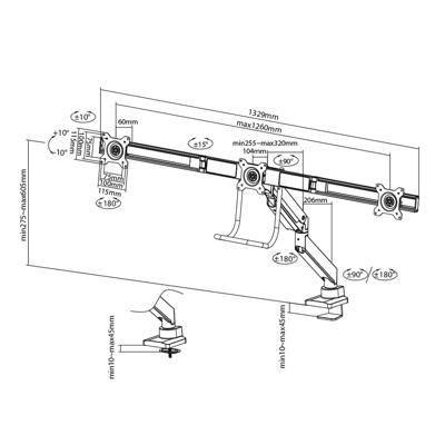 Neomounts NM-D775DX3WHITE monitorarm