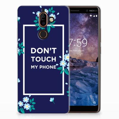 Nokia 7 Plus Silicone-hoesje Flowers Blue DTMP Nokia 7 Plus Silicone-hoesje Flowers Blue DTMP