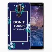 Nokia 7 Plus Silicone-hoesje Flowers Blue DTMP - thumbnail