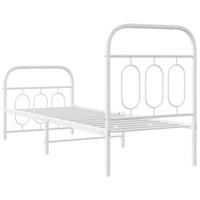 Bedframe met hoofd- en voeteneinde metaal wit 75x190 cm - thumbnail