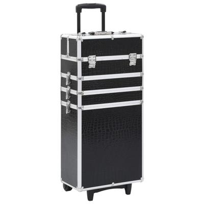 VidaXL Make-up trolley aluminium zwart met krokodillenpatroon VidaXL Make-up trolley aluminium zwart met krokodillenpatroon