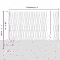 VidaXL Hek met paal zilver 1,6 x 10 m staal - thumbnail