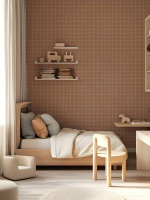 Quadrillage behang LILIPINSO donkerbruin