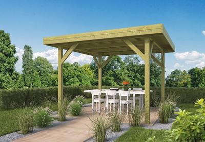 Prieel Modern middel 365x365 cm- Plat dak- Geïmpregneerd vurenhout- Tuindeco