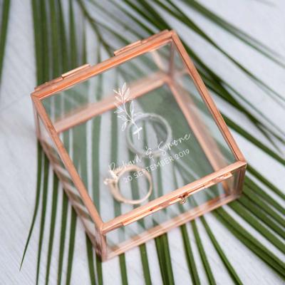 Ringdoosje glas vierkant gedroogd takje