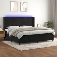 Boxspring met matras en LED fluweel zwart 200x200 cm - thumbnail