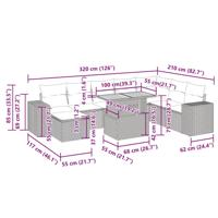 9-delige Loungeset met kussens poly rattan zwart - thumbnail