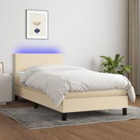 Boxspring met matras en LED stof crèmekleurig 90x190 cm - thumbnail