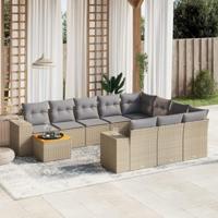 11-delige Tuinset met kussens poly rattan beige - thumbnail