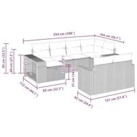 10-delige Loungeset met kussens poly rattan bruin - thumbnail