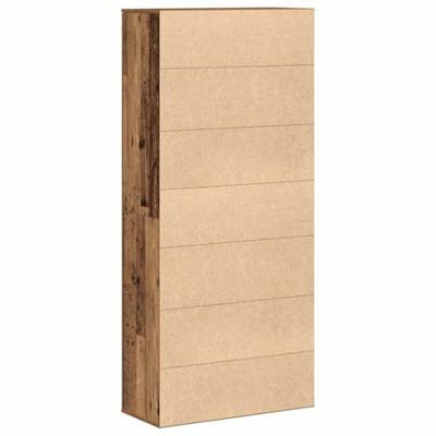 Hoge Kast Oud Hout 80x35x180 cm Bewerkt Hout