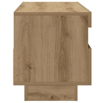 Tv-meubel met LED 100x35x40 cm bewerkt hout artisanaal eiken