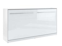 Opklapbed CONCEPTION 90x200 cm wit/hoogglans wit (horizontaal) met matras - thumbnail