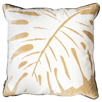 Sierkussen katoen - sierkussen Monzterra - sierkussen beige & wit 50x50 - thumbnail