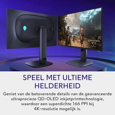 Alienware 27 Gaming Monitor - AW2725Q, 4K UHD (3840x2160), 240Hz, QD OLED, 0.03ms, NVIDIA G-SYNC Compatible, AMD FreeSync Premium Pro, HDR True Black 400, Dolby Vision, USB-C, 3 Jaar Garantie