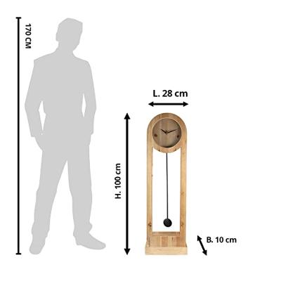 Clayre & Eef Staande klok 28x100 cm Bruin Zwart Hout Rechthoek Klok