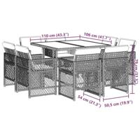 9-delige Tuinset met kussens poly rattan gemengd beige - thumbnail
