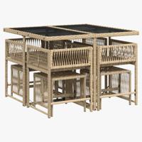 9-delige Tuinset met kussens poly rattan beige - thumbnail