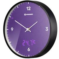 BRESSER MyTime LEDsec wandklok 24 cm met temperatuurweergave (purple) - thumbnail