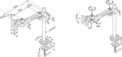 ROLINE LCD monitorarm, 3 draaipunten, tafelmontage