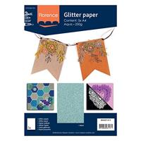 Florence • glitterpapier 250g a4 aqua 5x - thumbnail