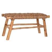 Kruk DKD Home Decor Natuurlijk Lichtbruin Rotan Teakboom Teakhout 90 x 32 x 45 cm - thumbnail