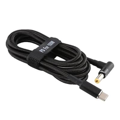 PD 100W 5 5 x 1 7 mm mannelijke elleboog naar USB-C / Type-C Mannelijke Nylon Weave Power Charge Kabel Kabellengte: 1 7 m