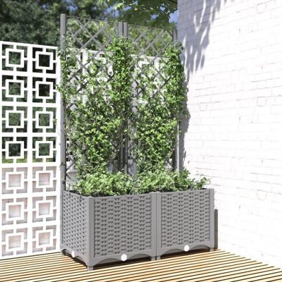 Plantenbak met latwerk 80x40x136 cm polypropeen lichtgrijs Plantenbak met latwerk 80x40x136 cm polypropeen lichtgrijs