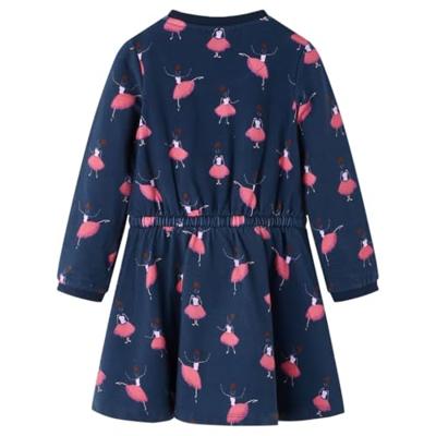 Kinderjurk ballerinaprint 140 marineblauw - thumbnail