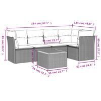 6-delige Loungeset met kussens poly rattan grijs - thumbnail