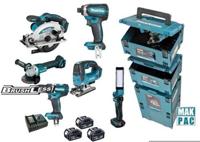 Makita dlx8100j | combiset 18v | ddf484 + dtd153 + dga504 + dhs660 + djv182 | incl. accu's en lader dlx8100j - thumbnail